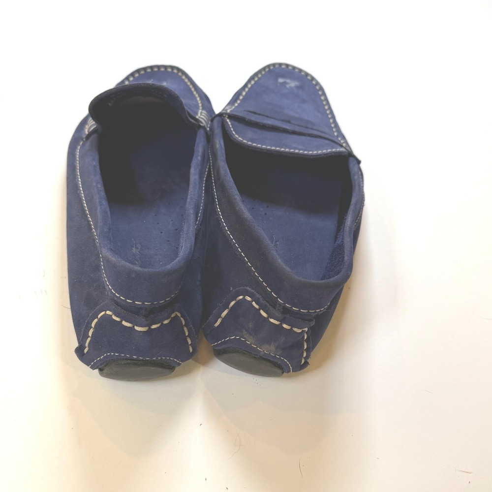 Bruno Magli Navy Blue Suede Driving Loafers Penny Moccasins Size 8 B - Picture 6 of 9